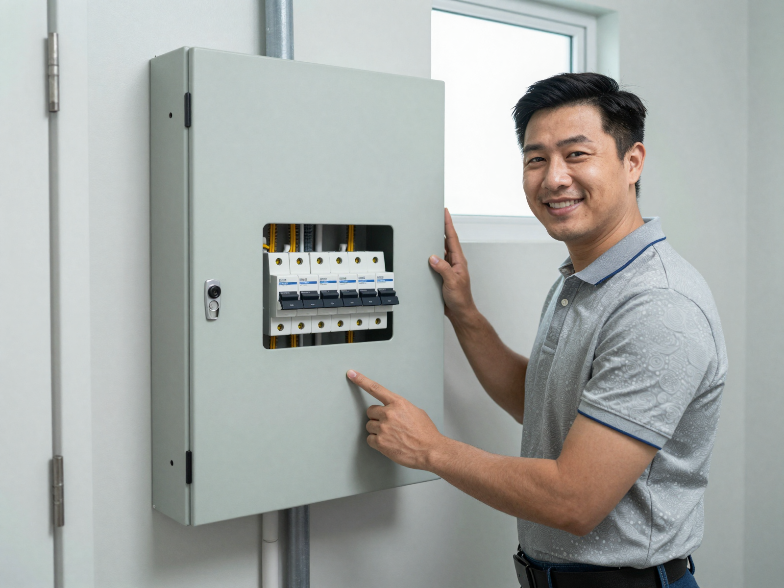 Newly installed main breaker panel with proper labeling in clean utility closet